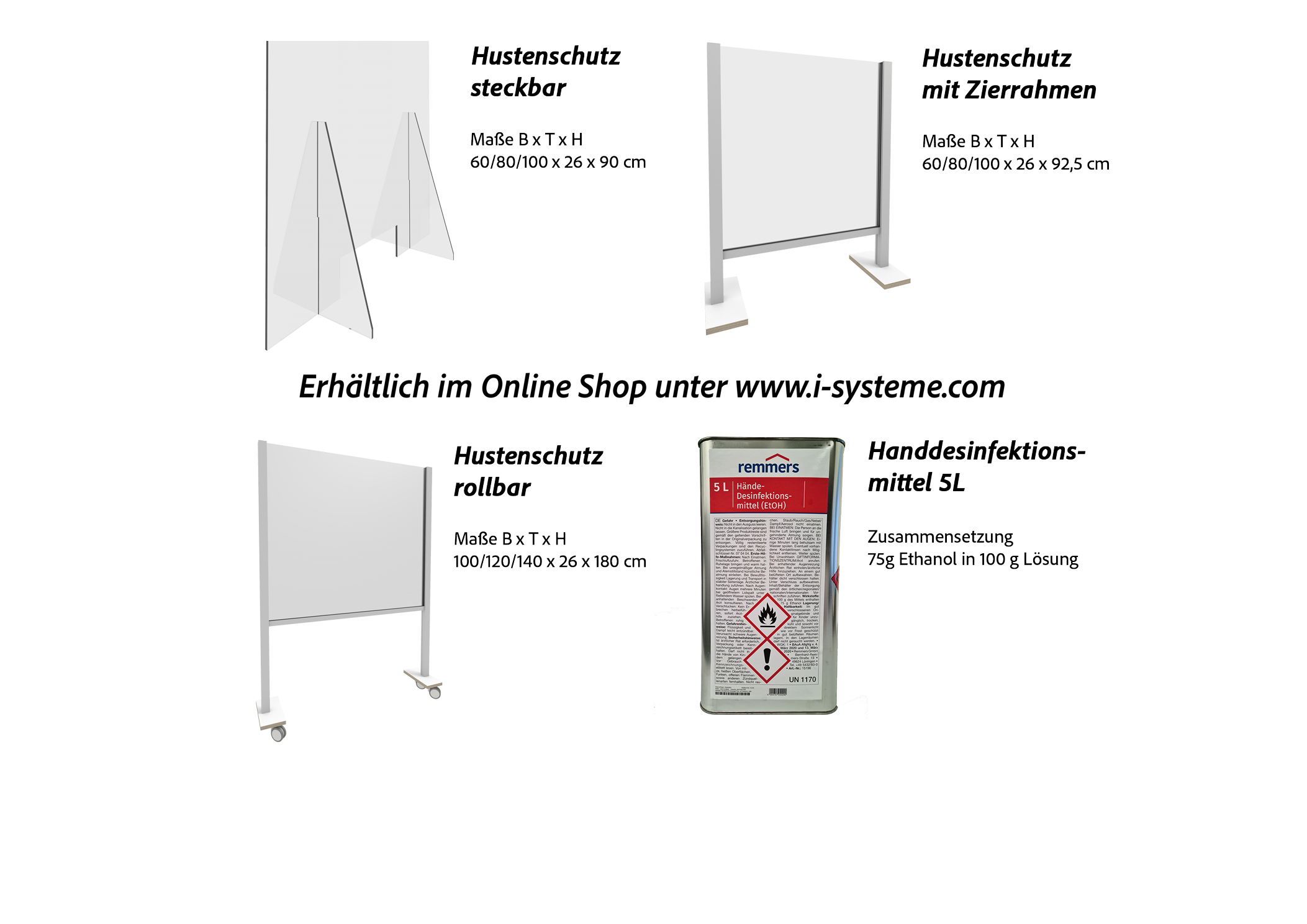 Hustenschutz u. Desinfektionsmittel